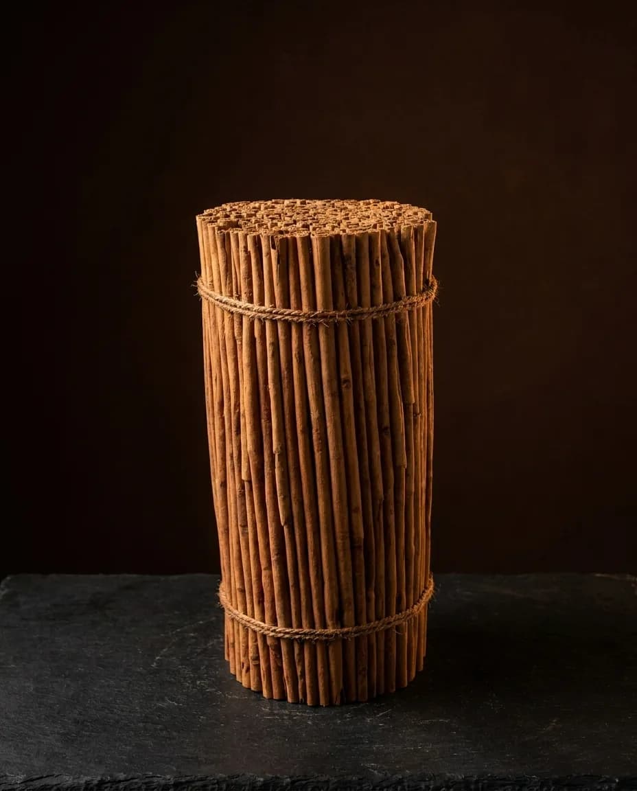 Tied bundle of C5 grade Ceylon cinnamon quills after processing